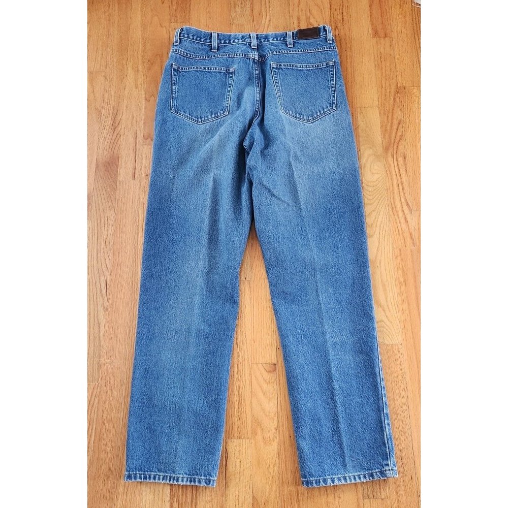 LL Bean Pants Mens tagged 37x34 measures 36x33.5 Double L Blue Denim Jeans - Picture 5 of 8
